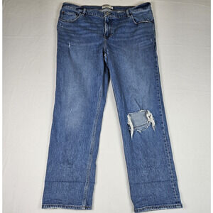 Abercrombie & Fitch 90s Straight Low Rise Jean Blue Distressed Denim Women 34x29